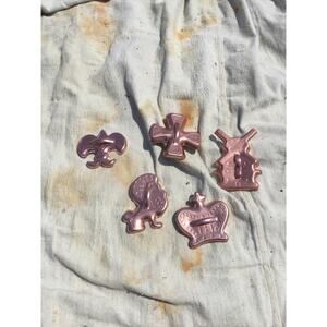 Vtg copper cookie cutters set 5 Royal crown regalia farmhouse country mardi gras